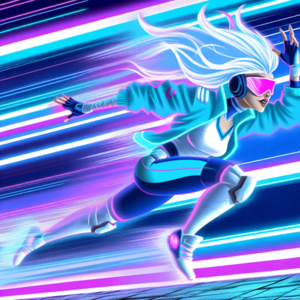 Fanart przedstawiający Jett w dynamicznym ruchu