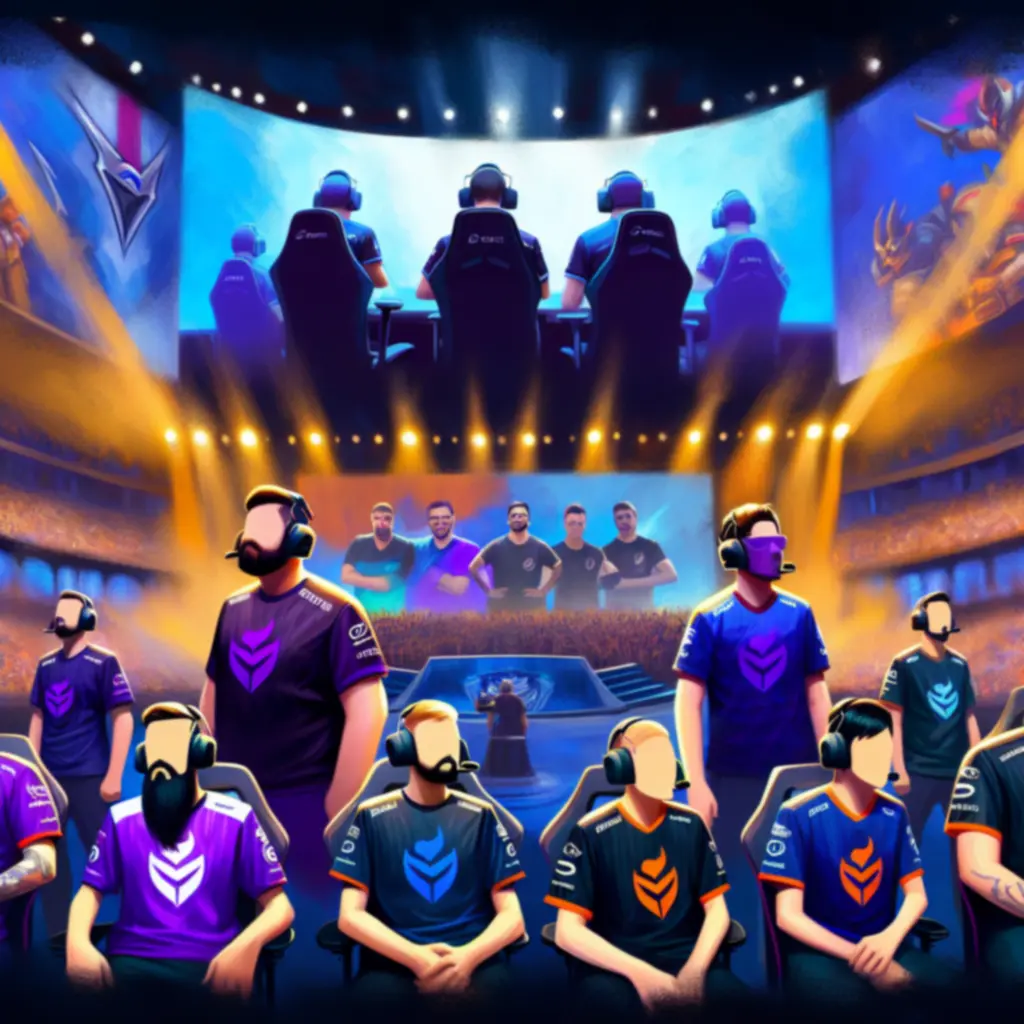 Kolaż drużyn i zawodników z profesjonalnej sceny Valorant